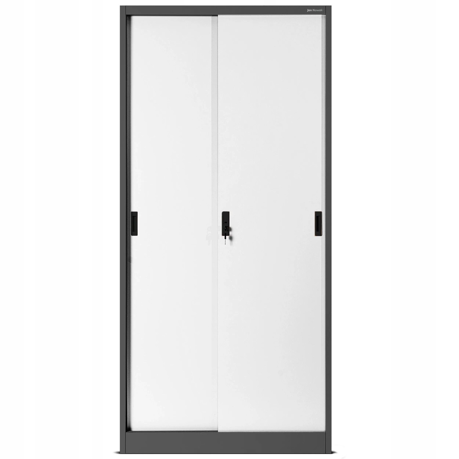 Jan Nowak Aktenschrank Schiebetürenschrank KUBA 185 x 90 x 40 cm Anthrazit-Weiß