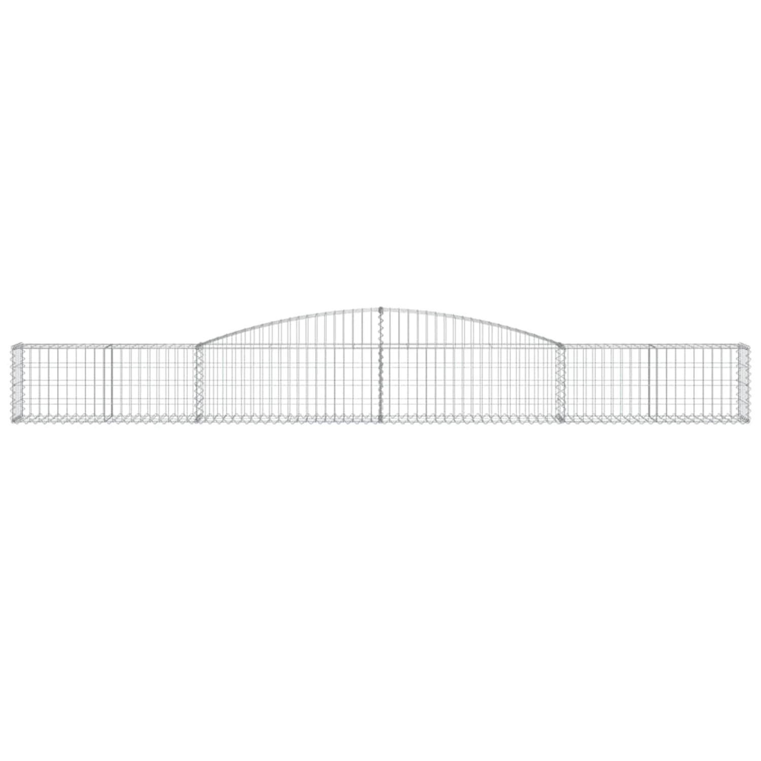 Silberne vidaXL Gabionen mit Hochbogen (5 Stk.) als dekorative Gartenbarriere.