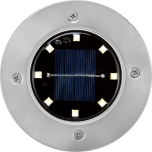 3er Set LED Solar-Bodenleuchte Faenza, Ø 11,5cm, silberfarben, mit Erdspieß für Garten und Wege.