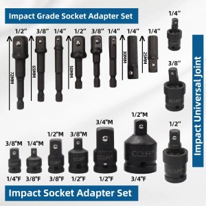 CCLIFE Stecknuss Adapter Set, 17-teilig, für Schlagschrauber mit Bit Nuss und Kardangelenk.
