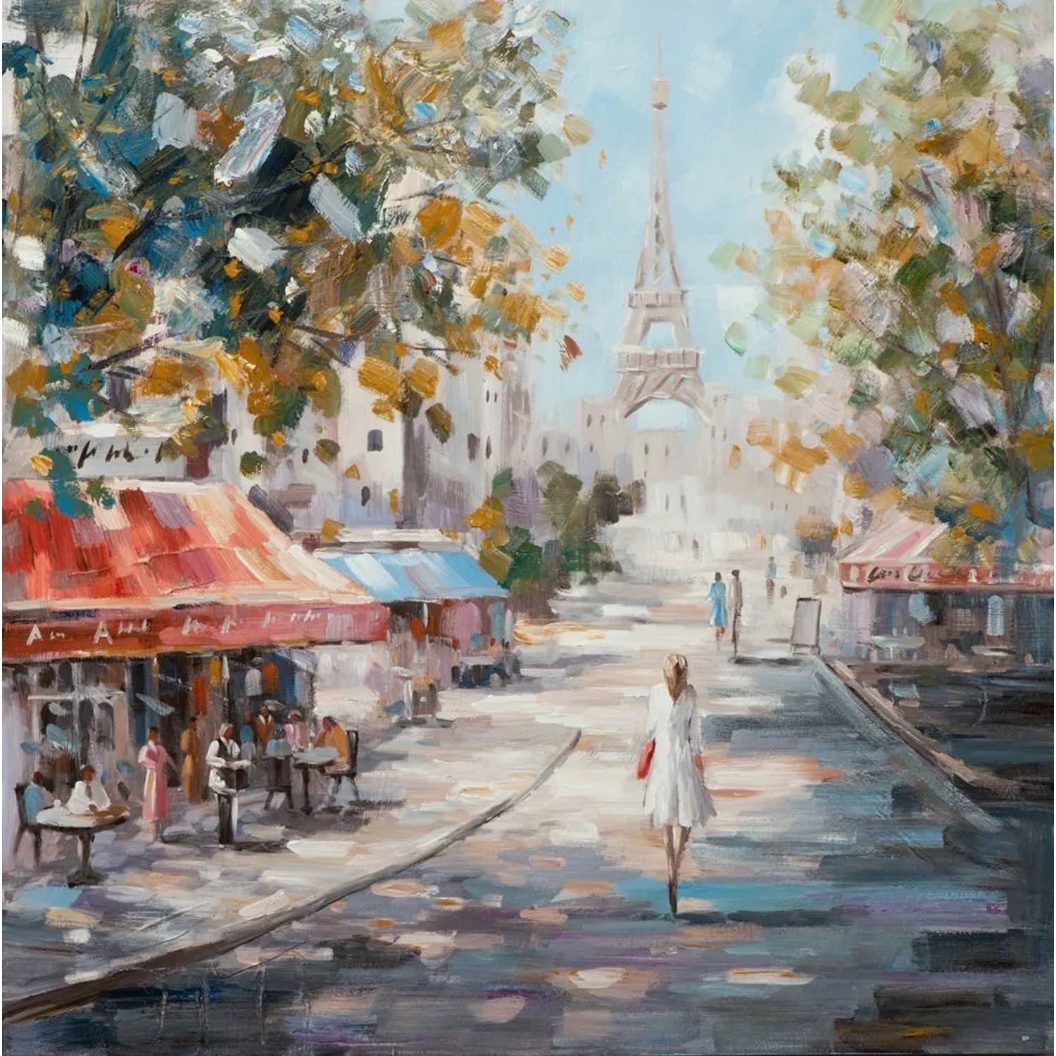 Art Universe Leinwandbild Spaziergang in Paris 100 x 100 cm