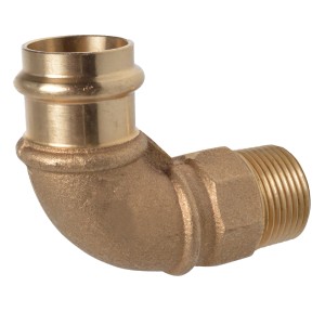 Kirchhoff RG-Winkel 90° mit Muffe, 22 mm x 3/4 AG, blank, für Pressfittings.