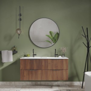 Randal Badmöbel Sakai 120 cm Nussbaum: Set mit Waschbecken und Unterschrank in Holzoptik.