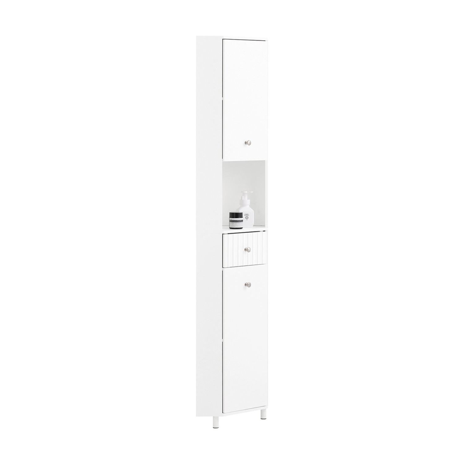 SoBuy Hochschrank mit 2 Türen Badschrank mit Offenen Fächern Weiß BZR193-W günstig online kaufen