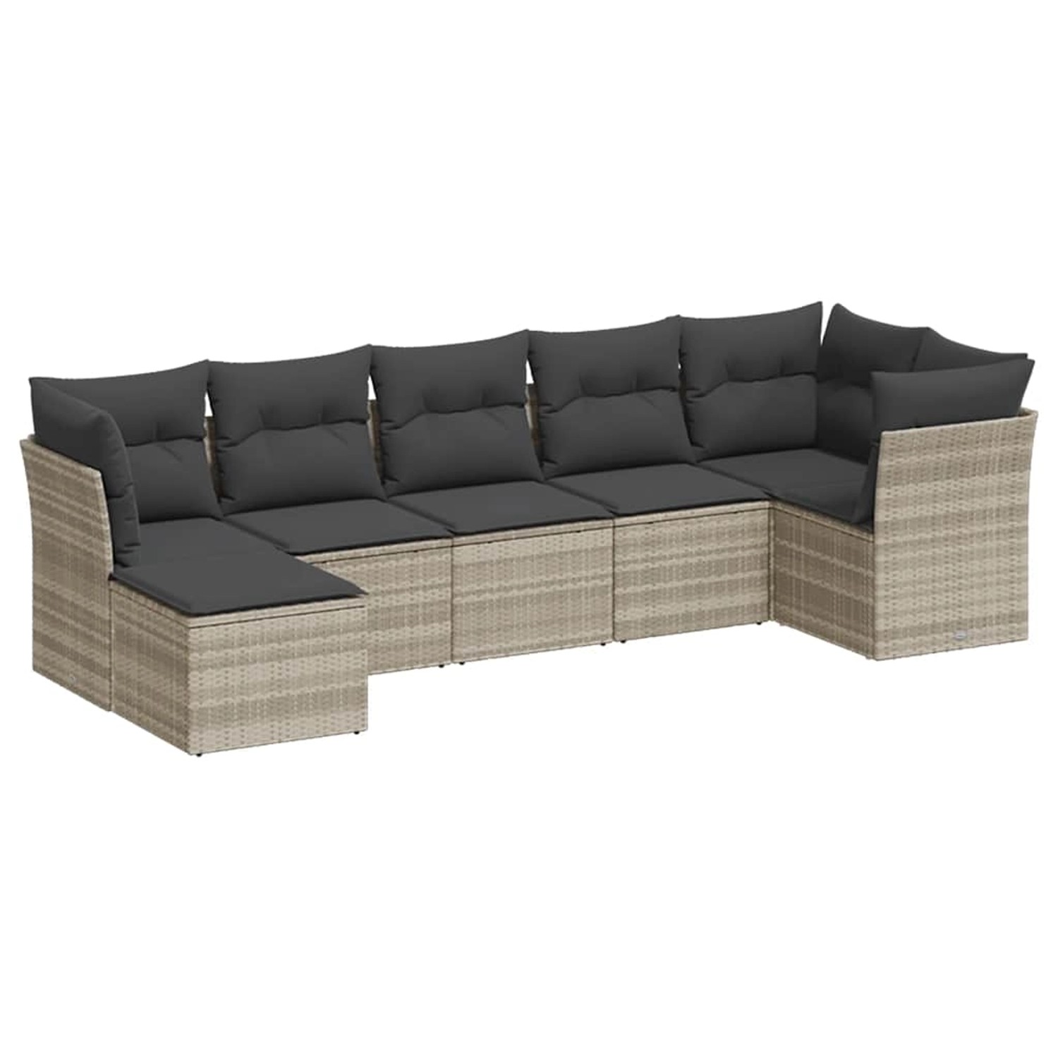 vidaXL 7-Tlg Garten-Sofagarnitur mit Kissen Hellgrau Poly Rattan 3217972 günstig online kaufen