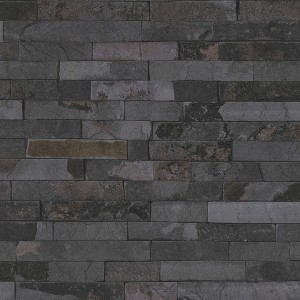 Grau-schwarze Tadessi Vliestapete in Steinoptik Tilo. Dekorative Steintapete für die Wand.