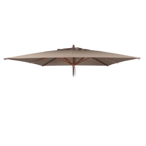 Eckiger 3x3m Sonnenschirmbezug in Taupe aus Polyester, mit Holzstreben. Ersatzbezug für Sonnenschirme.