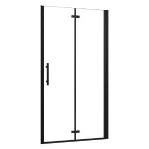Schwarze AICA Falttür/Drehtür für Dusche, 76x185cm, 6mm ESG Glas mit Nano-Beschichtung.