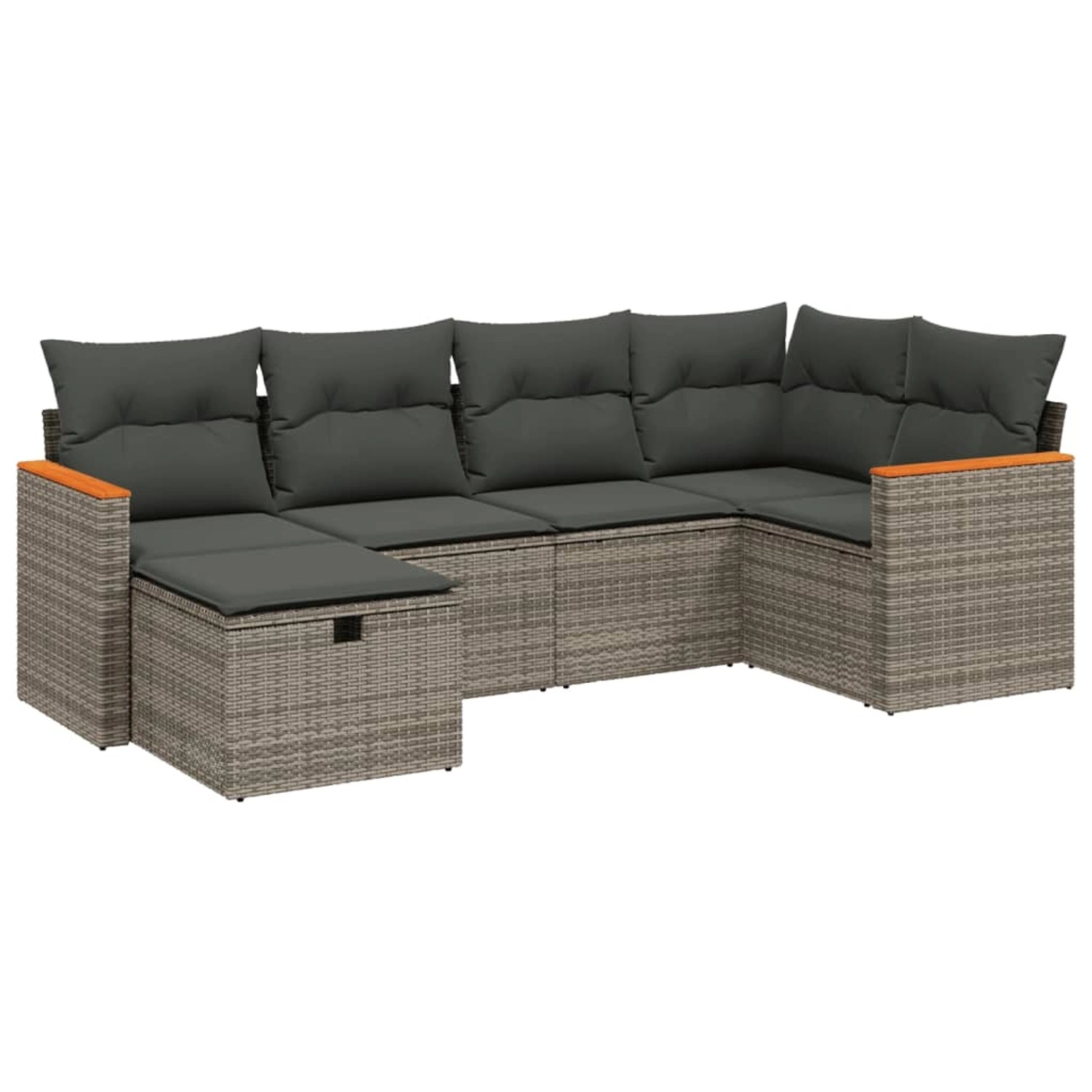 vidaXL 6-Tlg Garten-Sofagarnitur mit Kissen Grau Poly Rattan 3265302 günstig online kaufen