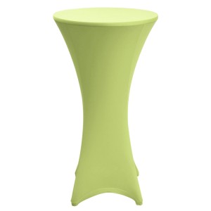 Hellgrüne Beautissu Stretch Stehtischhusse für Bistrotische ø80-85cm. Eng anliegend, mit verstärkten Füßen.