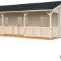 Palmako Sandra Holz-Gartenhaus mit Satteldach, unbehandelt, 791x350 cm. Naturholz-Optik.