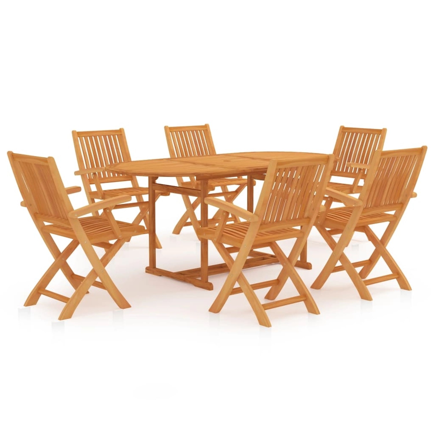 vidaXL 7-Tlg Garten-Essgruppe Massivholz Teak 3059561