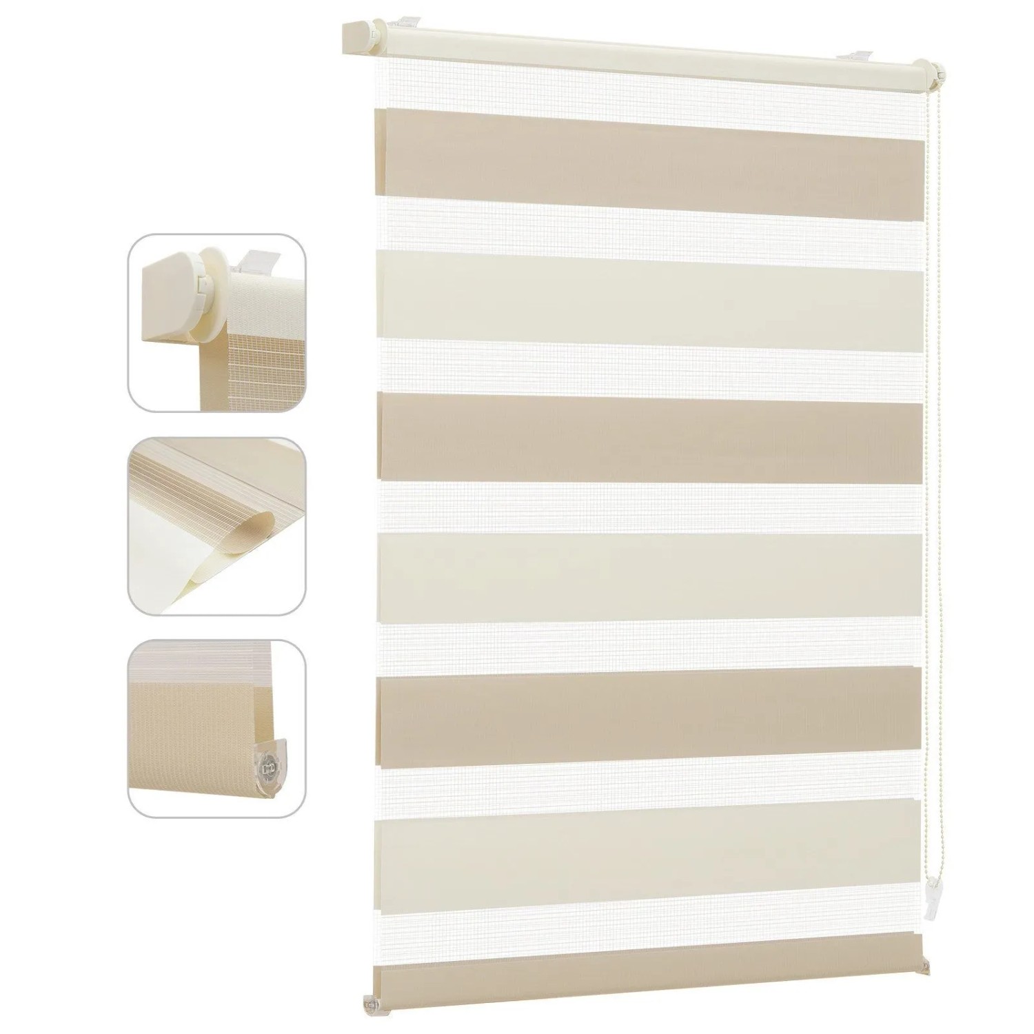 Sekey Zebra Doppelrollo Zweifarbig Klemmfix ohne Bohren Sichtschutz Beige & Braun 55x130cm