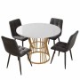 Merax Esstisch Set Rund 100cm Gold Dunkelgrau Samt