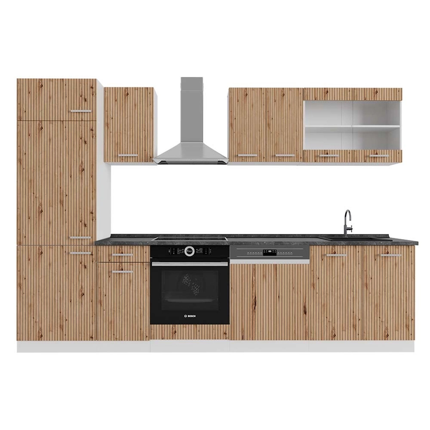 Vicco R-Line Küchenzeile Artisan Eiche/Weiß 300 cm AP Anthrazit günstig online kaufen