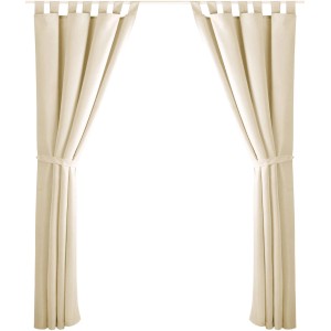 2er Set Dekoschals Beige mit Schlaufe, Raffhalter und Haken, 140x245 cm. Blickdichte Fenstervorhänge.