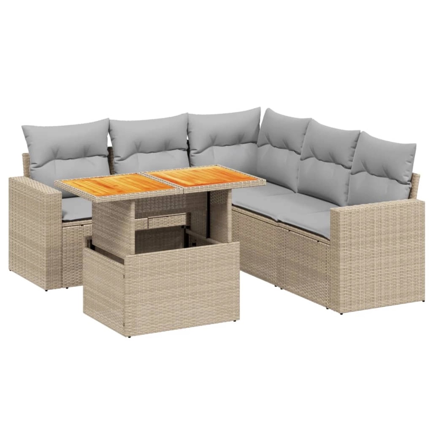 vidaXL 6-tlg Garten-Sofagarnitur mit Kissen Beige Poly Rattan Modell 315 günstig online kaufen