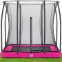 Pinkes Salta Bodentrampolin Comfort Edition mit Sicherheitsnetz für Kinder ab 5 Jahren.