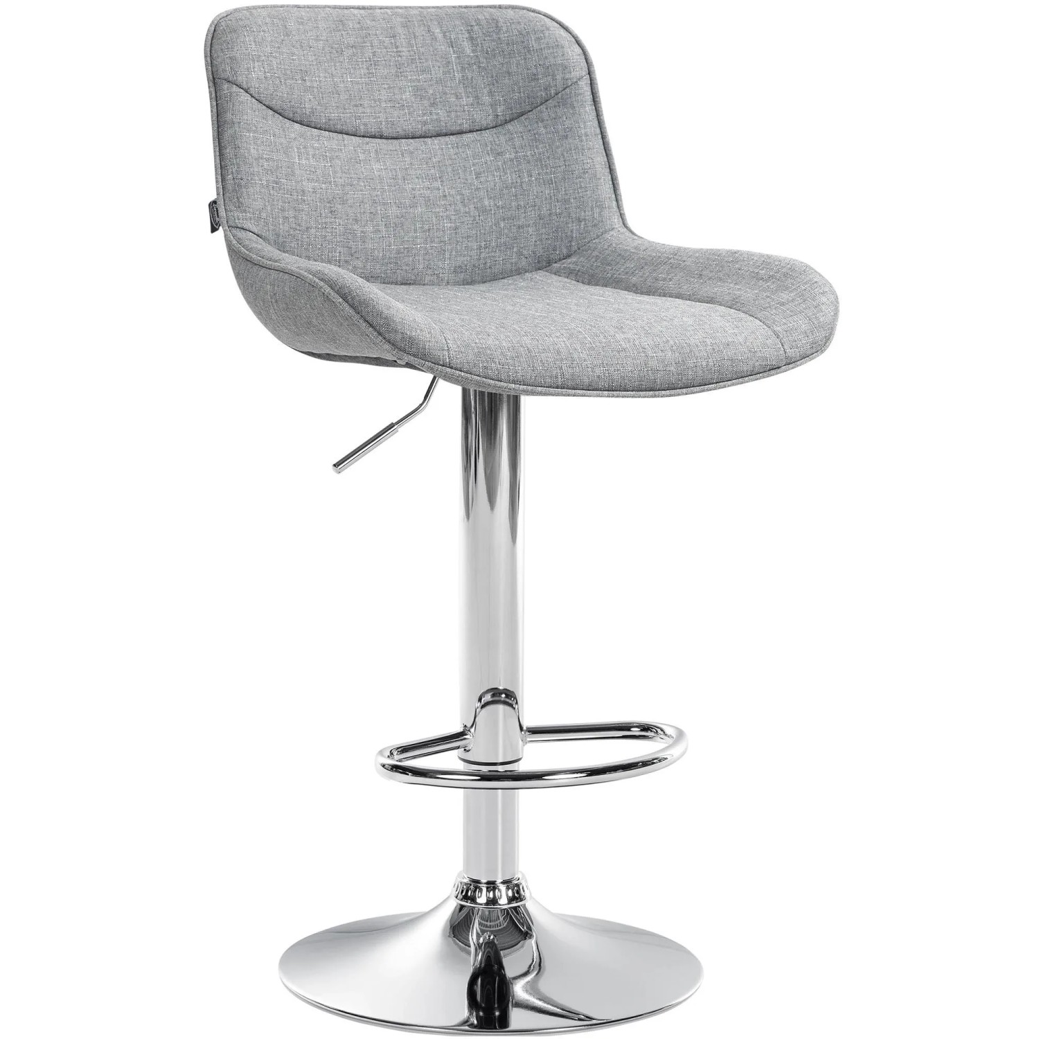 DELUKE Barhocker RAGAD Stoff Grau 49x51x85cm Silber Barstuhl Höhenverstellbar Mit Lehne Drehbar Tresenhocker Tresenstuhl
