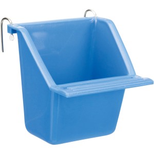 Blauer Trixie Hängenapf, 80 ml, für Vogelkäfige mit erhöhter Rückwand und Landeplatz.