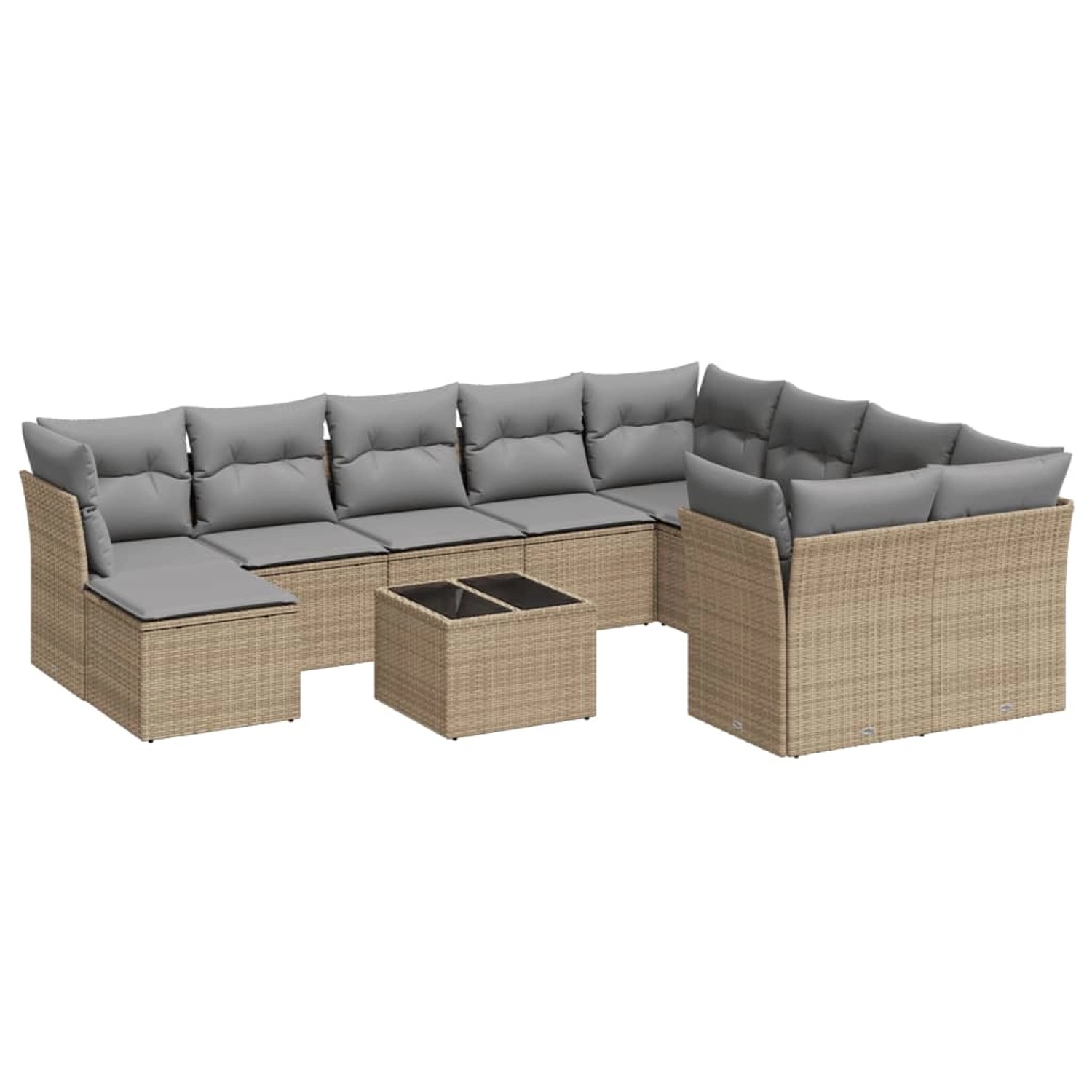 vidaXL 11-Tlg Garten-Sofagarnitur mit Kissen Beige Poly Rattan 3250438 günstig online kaufen