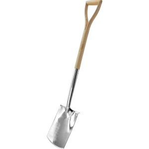 Gärtnerspaten mit Holzgriff und D-Griff, 110 cm lang, für Gartenarbeiten.