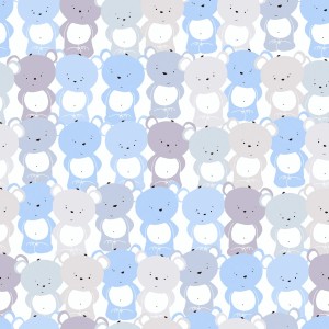 PROFHOME Kindertapete mit Tiermotiv in Blau, Grau und Weiß.