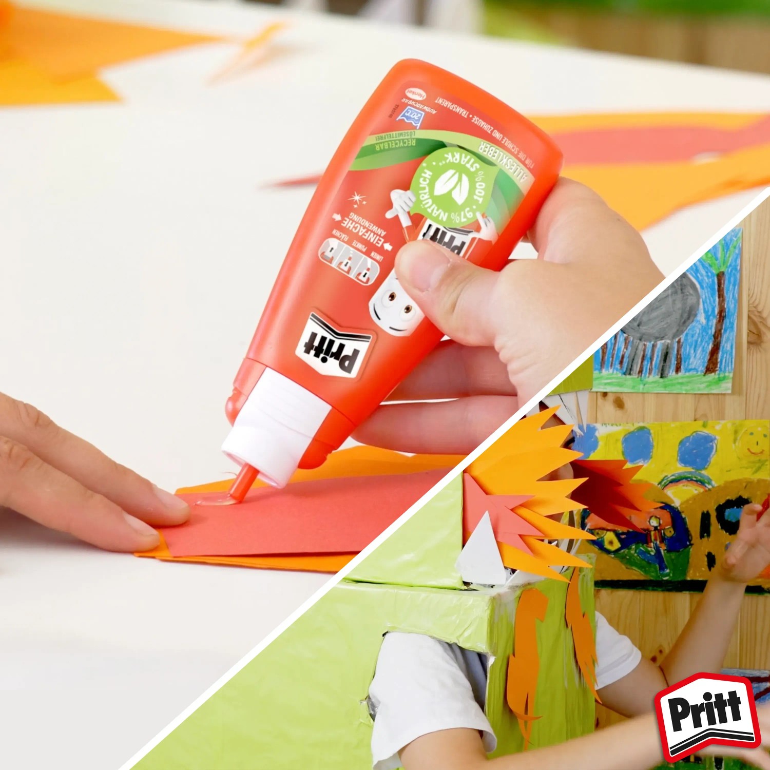 Pritt Alleskleber Transparent 100g beim Basteln mit Papier. Ideal für Schule und Hobby.