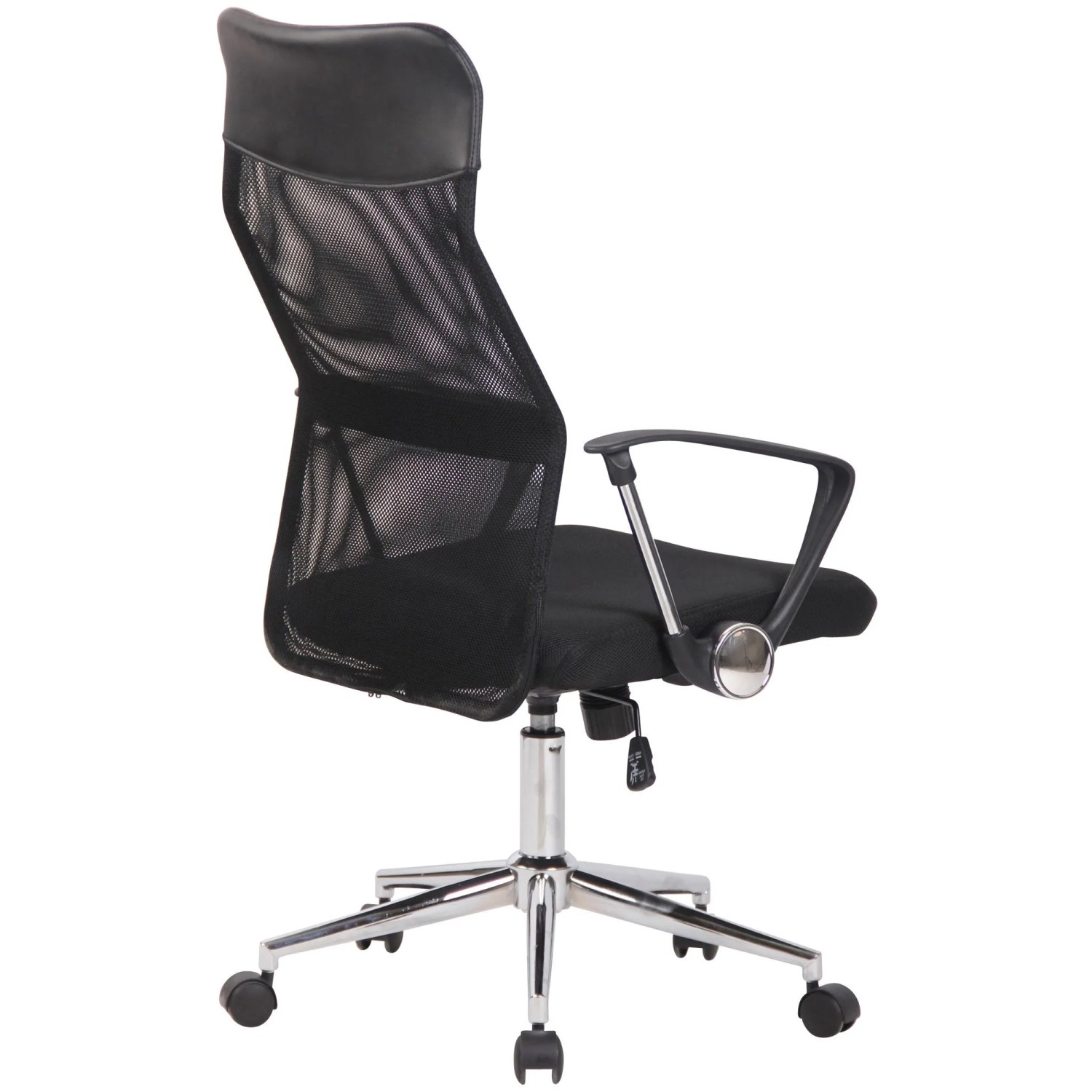 Ergonomischer DELUKE Bürostuhl MELO mit Netzbespannung, höhenverstellbar, bis 140 kg, Schwarz.