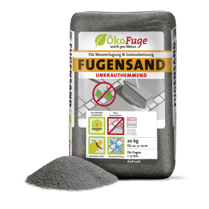 Palette mit 50 Säcken Ökofuge Fugensand Anthrazit, je 20kg, für schmale Fugen.