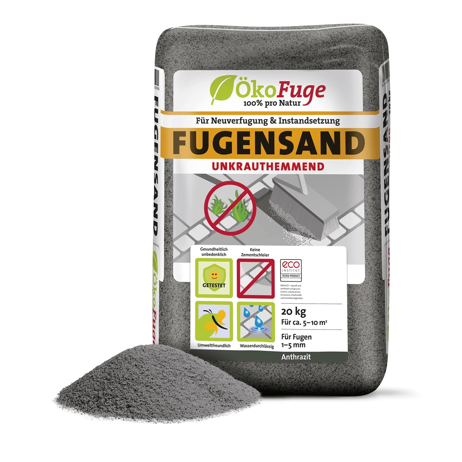 ökofuge Fugensand Anthrazit 20kg x 50 Sack 1000kg Palette