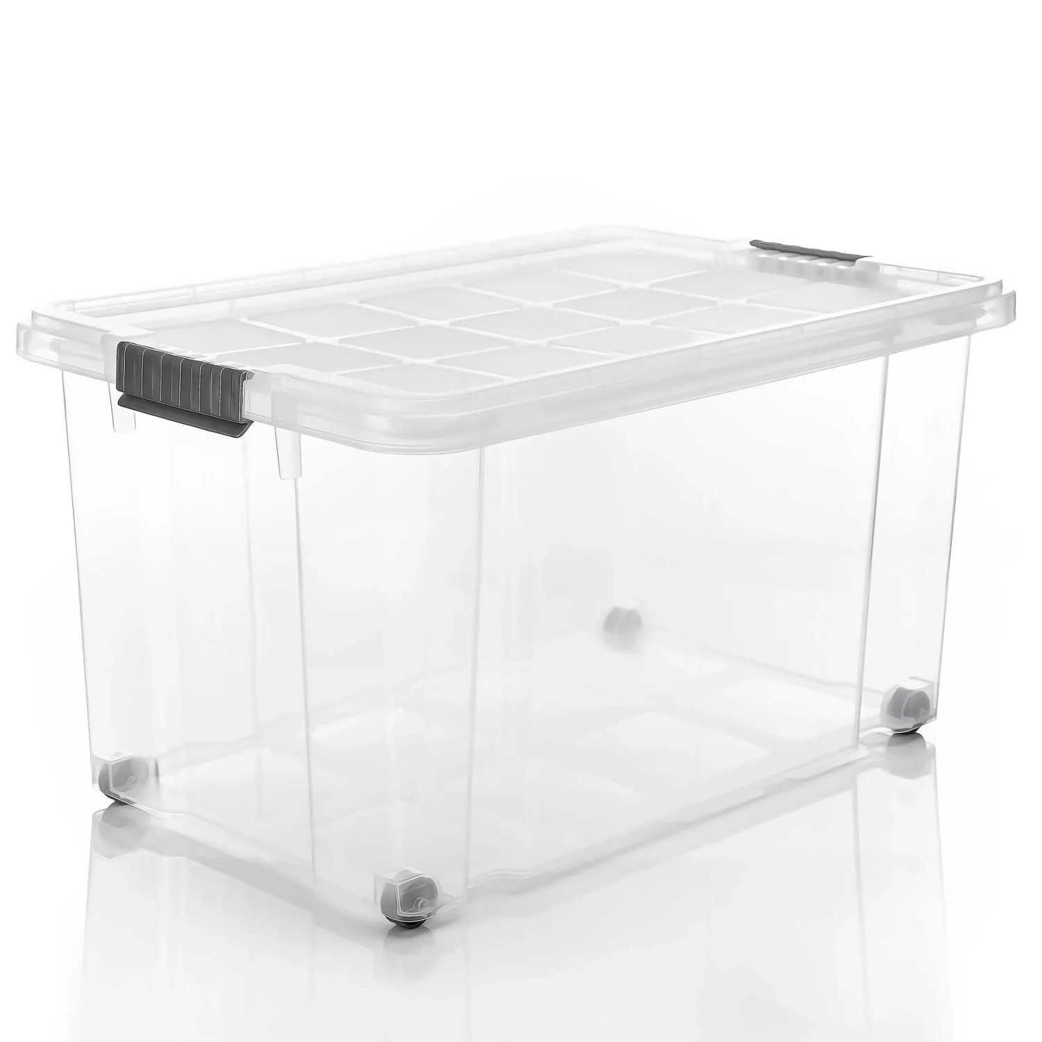 BigDean 2 Stück 60 L Aufbewahrungsbox mit Deckel Groß Transparent Stapelbare Robuste Box