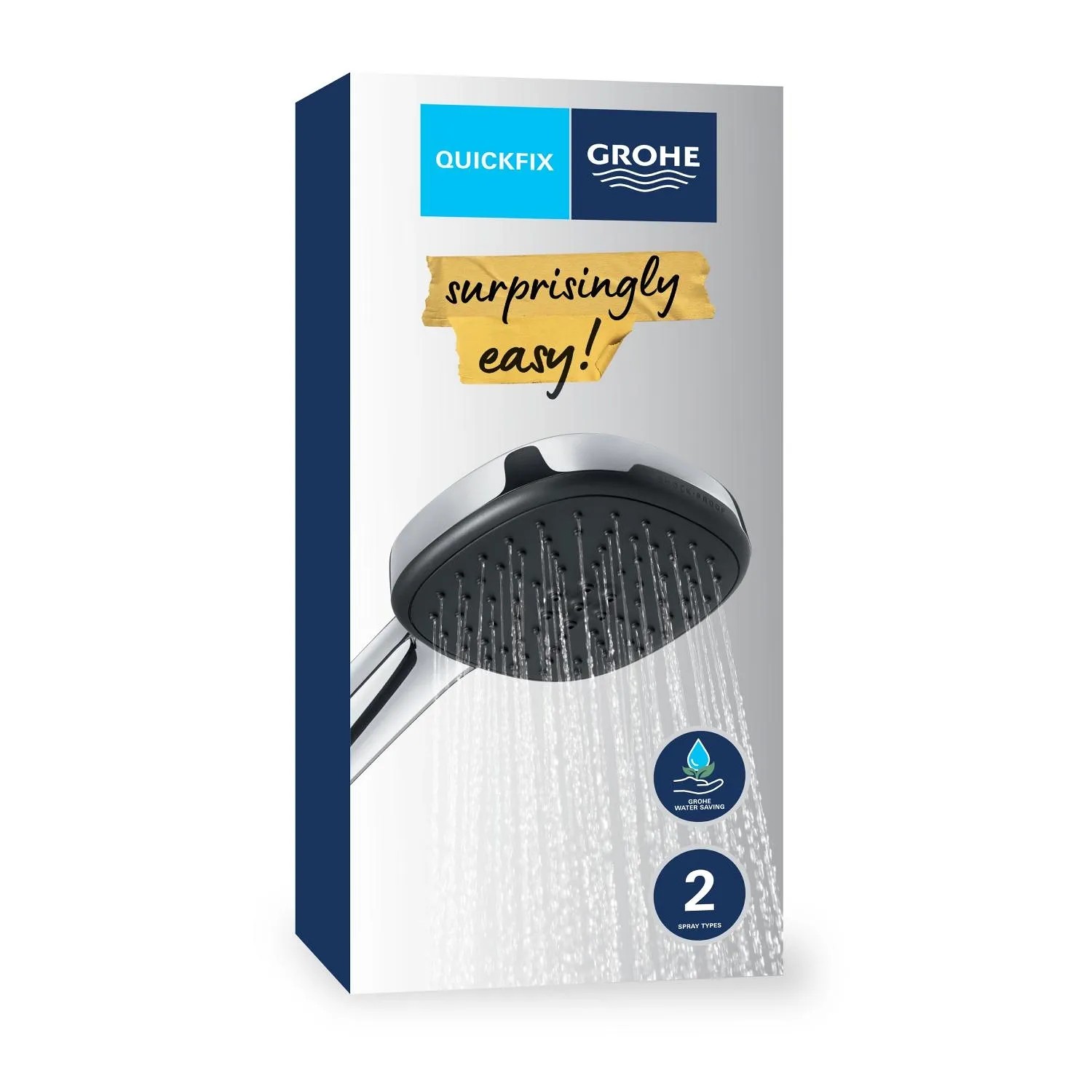 Grohe Vitalio Comfort 110 Handbrause, chrom, eckig, mit 2 Strahlarten und Quickfix Verpackung.