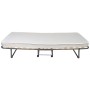 Veraflex Colonia Gästebett 90x200 cm, zusammengeklappt mit Matratze auf Rollen.