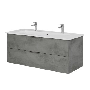 Steinkamp Waschtisch-Set, dunkelgrauer Unterschrank mit Villeroy&Boch Waschbecken, 120 cm breit.