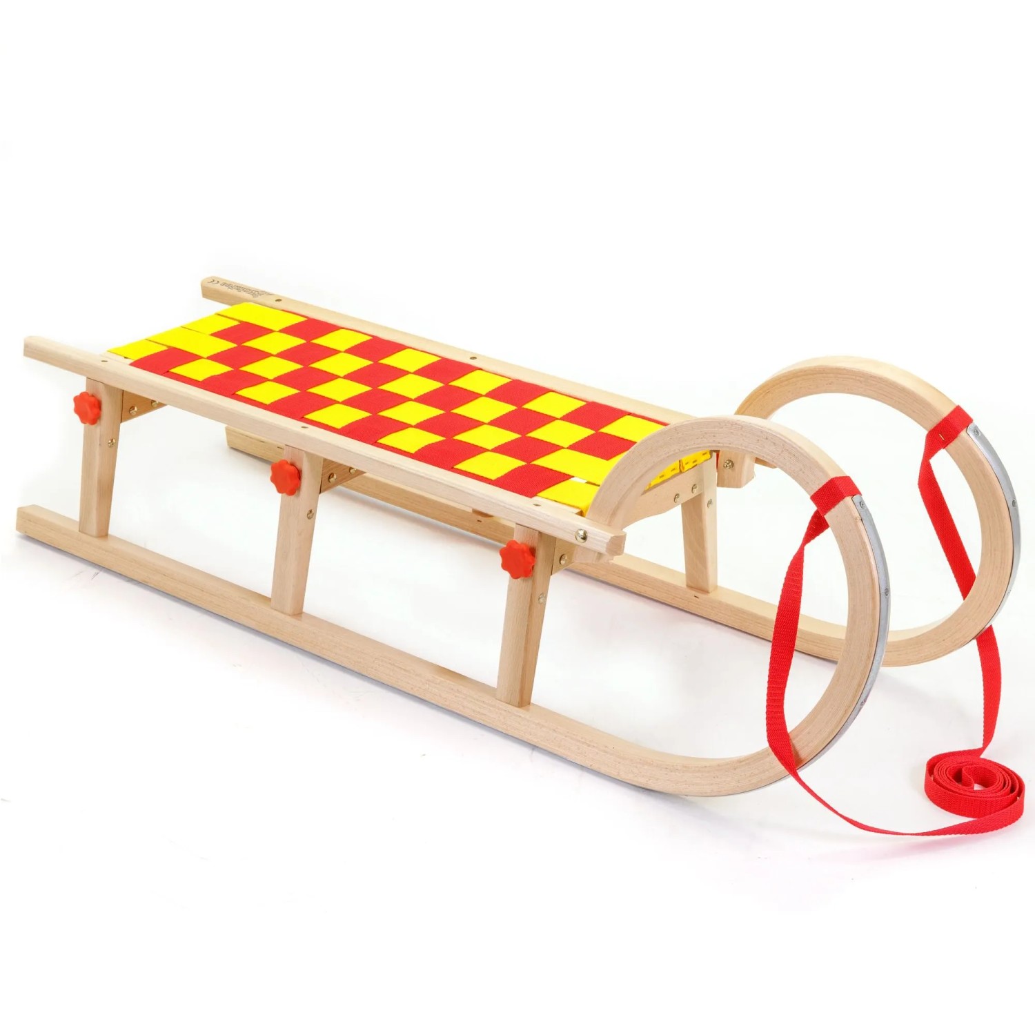 HolzFee Klappschlitten Tourer Baran S 110 RG Gurtsitz Rot Gelb Schlitten Klappbar