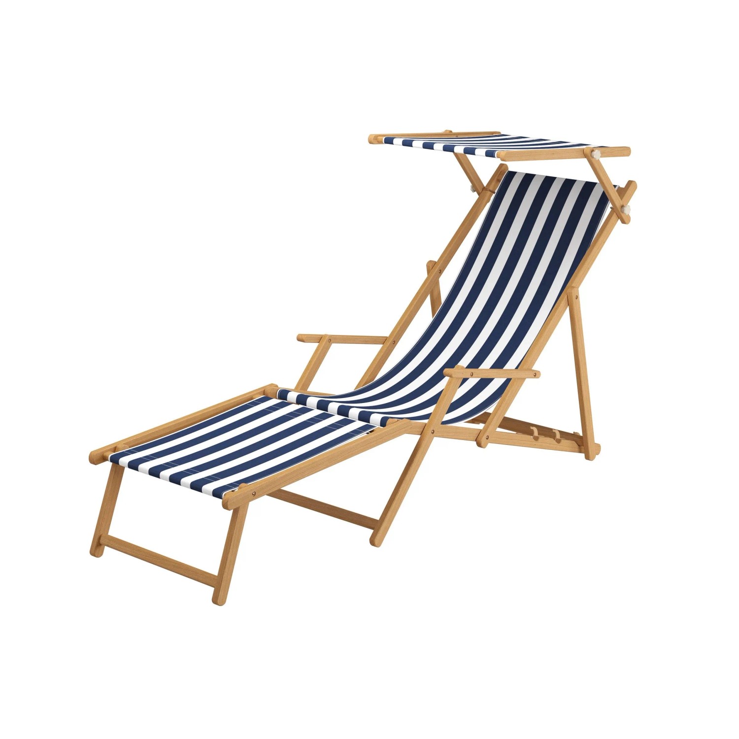 Erst-Holz Holz-Liegestuhl Sonnenliege Stofffarbe Blau-Weiß 10-300 Fußteil S günstig online kaufen
