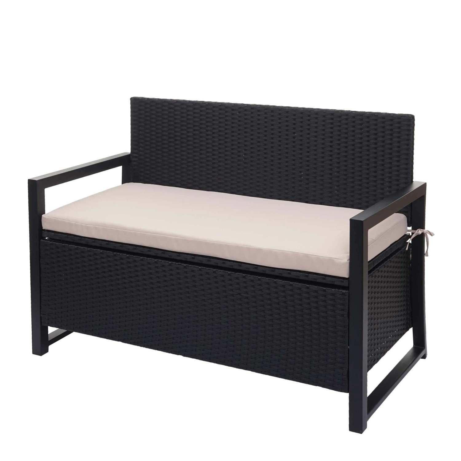 MCW Poly-Rattan 2er Sitzbank F39 Anthrazit Kissen Beige