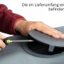 Detailaufnahme: Zubehör unter dem Deckel des 4rain Slim Regenwassertanks in Graphit Grey.