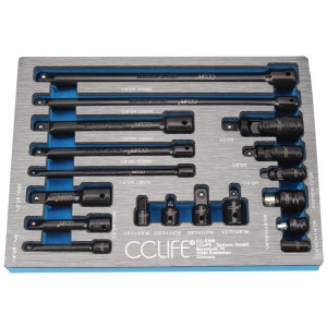 CCLIFE 18tlg Steckschlüssel Verlängerung Satz 1/4'' 3/8'' 1/2'' Ratsche Knarre Verbindungsteile Stecknuss Adapter Kardangelenk Cr-V