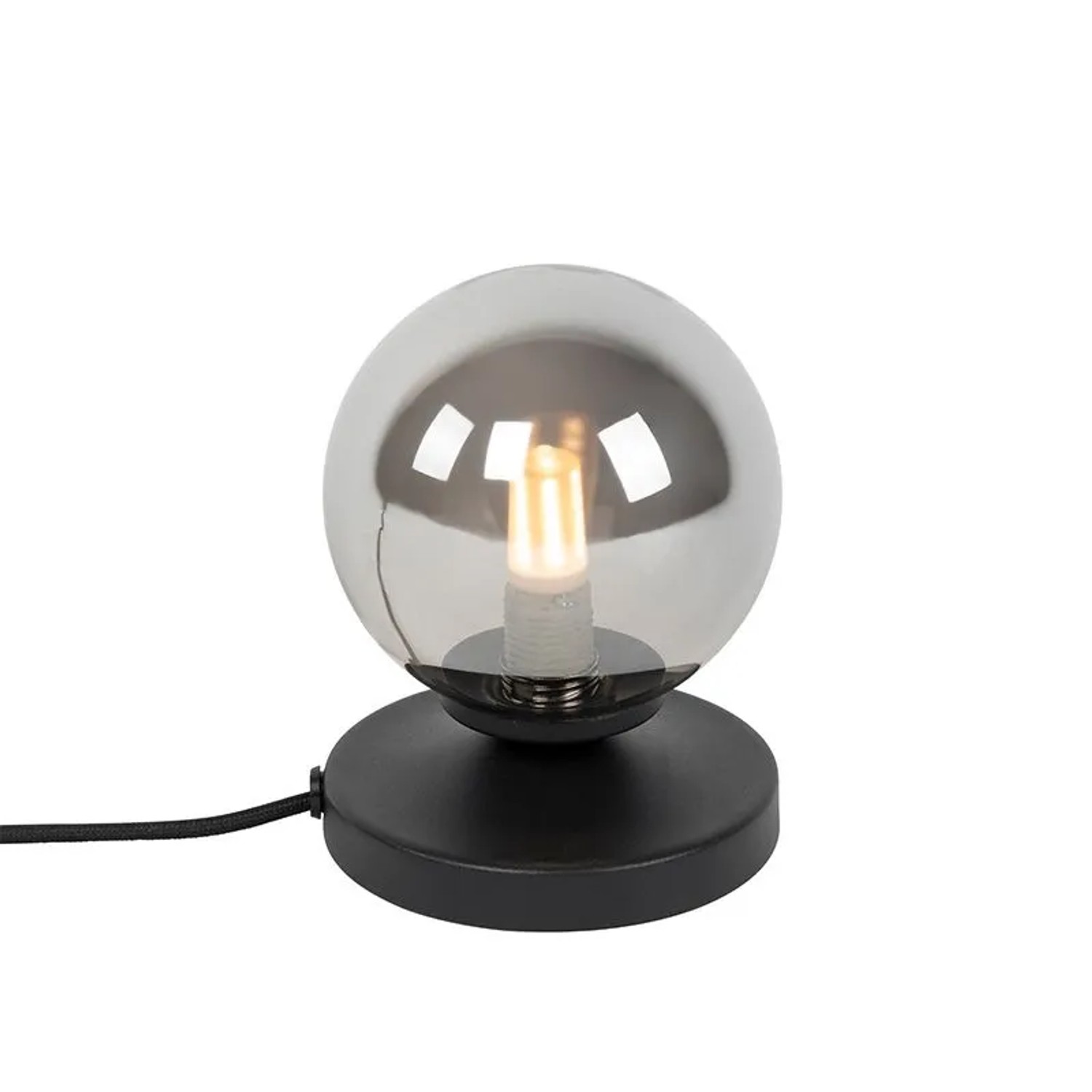 QAZQA Moderne Tischlampe Schwarz mit Rauchglas Athen