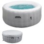 Aufblasbarer, runder MCW Whirlpool N97 für 4 Personen, grau-weiß, mit Abdeckung.