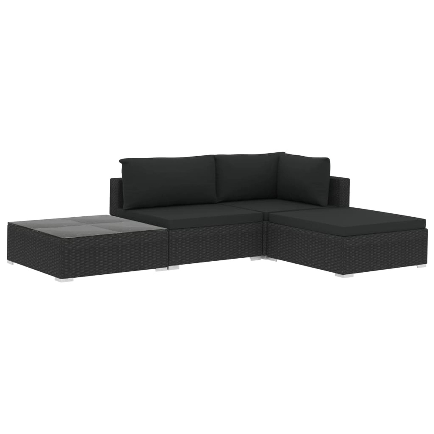vidaXL 4-Tlg Garten-Lounge-Set mit Auflagen Poly Rattan Schwarz 46780 günstig online kaufen