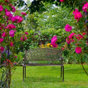 Relaxdays Gartenbank Aluminium Schwarz Bronze Wetterfest Zweisitzer 102 cm x 60 cm x 82 cm 13,3 kg