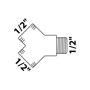 Kirchhoff Y-Verteilerstück Chrom, 18,7 mm (1/2 IG) x 21 mm (1/2 AG) für Gewindefittings.