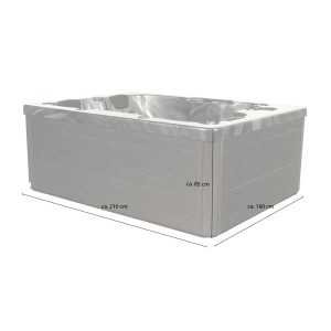 Home Deluxe Whirlpool Black Marble, 210x160x85cm, für 3 Personen. Fester Gartenwhirlpool mit WPC-Verkleidung und Maßen.