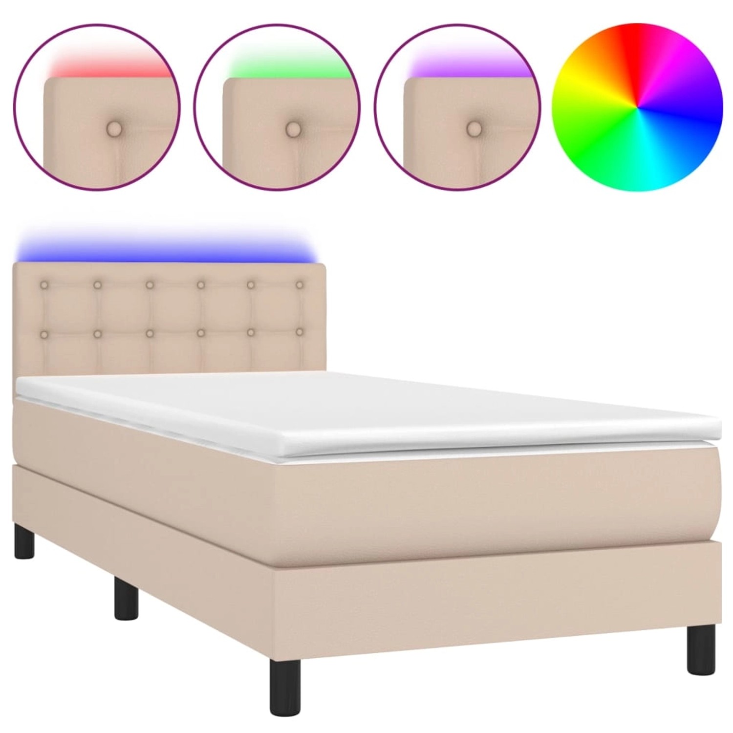 vidaXL Boxspringbett mit Matratze & LED Cappuccino-Braun 90x200cm 3134206 günstig online kaufen