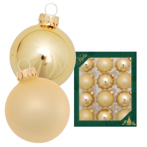Krebs Glas Lauscha Weihnachtskugeln, 12-teiliges Set, Gold, glänzend und matt, 5 cm.