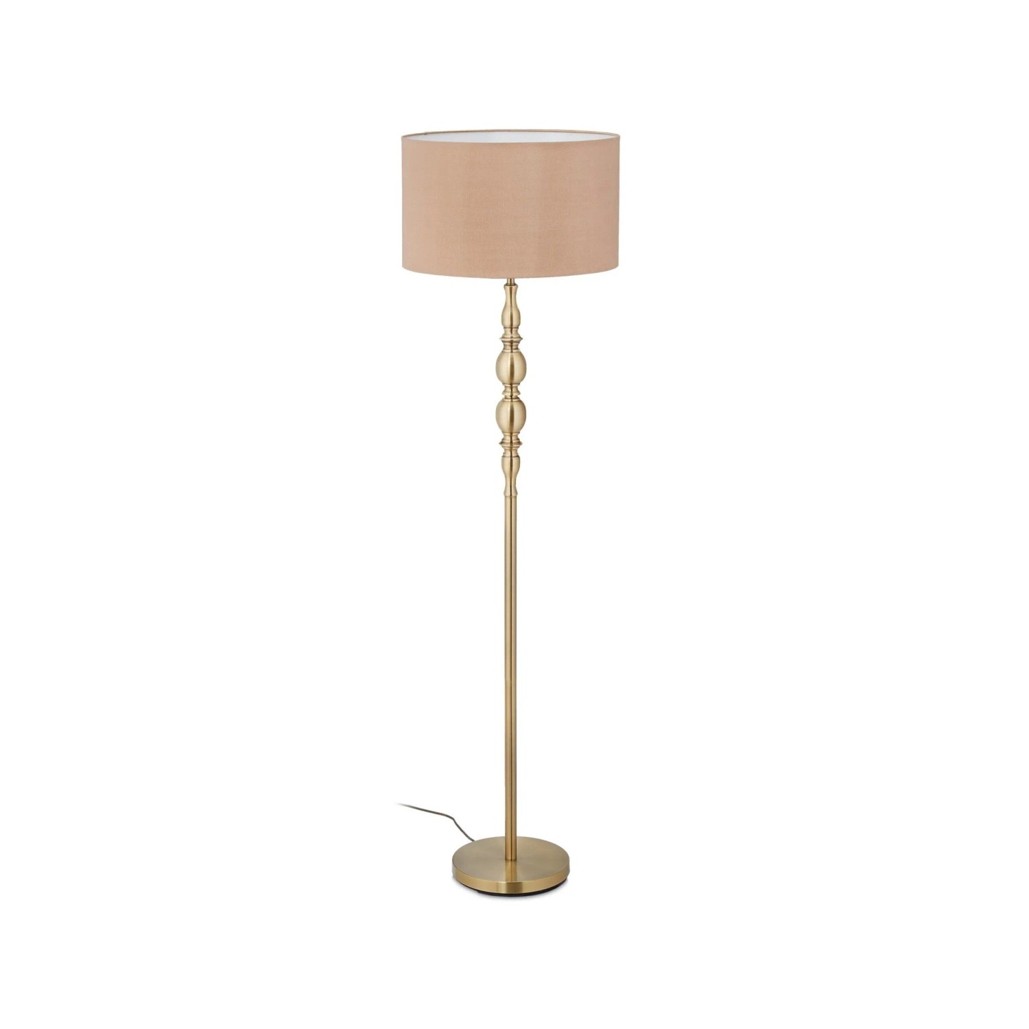 Relaxdays Stehlampe Eisen Stoff Beige Gold mit Fußschalter 156 cm x 43 cm 4,6 kg
