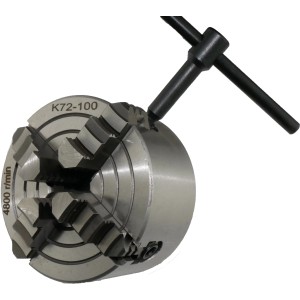 Rotwerk Planscheibe 10 cm für Drehmaschinen mit Spannbacken und Schlüssel.